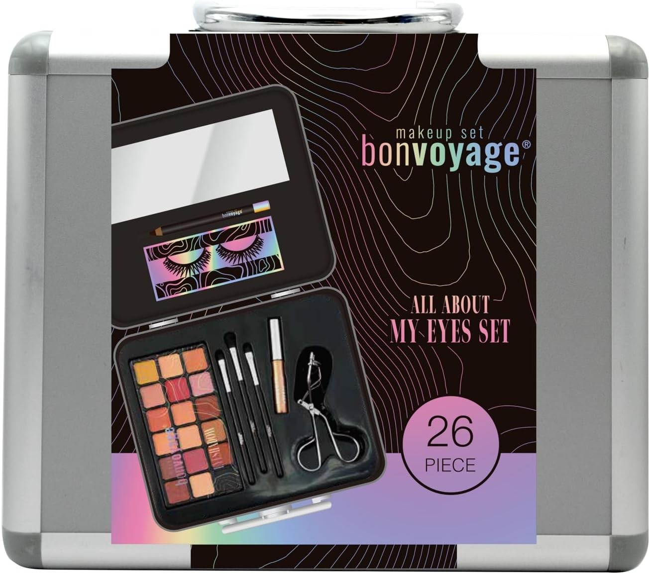Eye Makeup Kit 18 Colour Palette Lashes Eyeliner Case