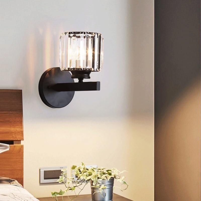 Cordless Black Glass Wall Sconces 2-Pack, Remote Dimmable Battery Lights