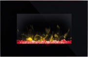 Wall Mounted Electric Fireplace Black Glass LED Flame 2kW Heater Timer