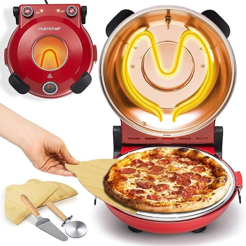 Electric Pizza Oven 30cm 425°C Countertop Maker Non-Stick Stone Red 1200W