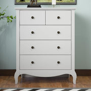White 5 Drawer Chest Storage Cabinet Hallway Bedroom Modern Slim Unit