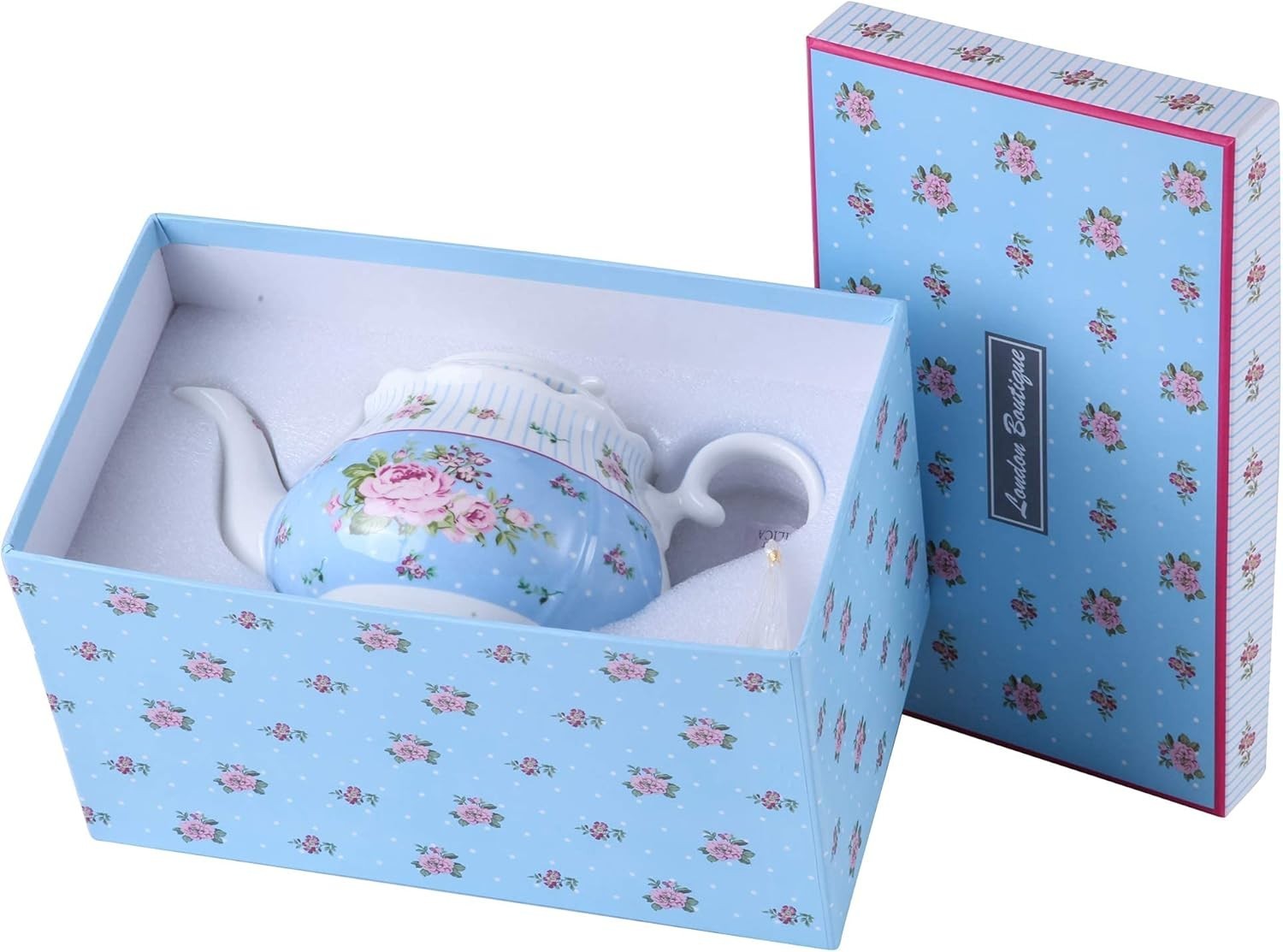 Large Floral Porcelain Teapot 1200ml Vintage Tea Pot with Lid Gift