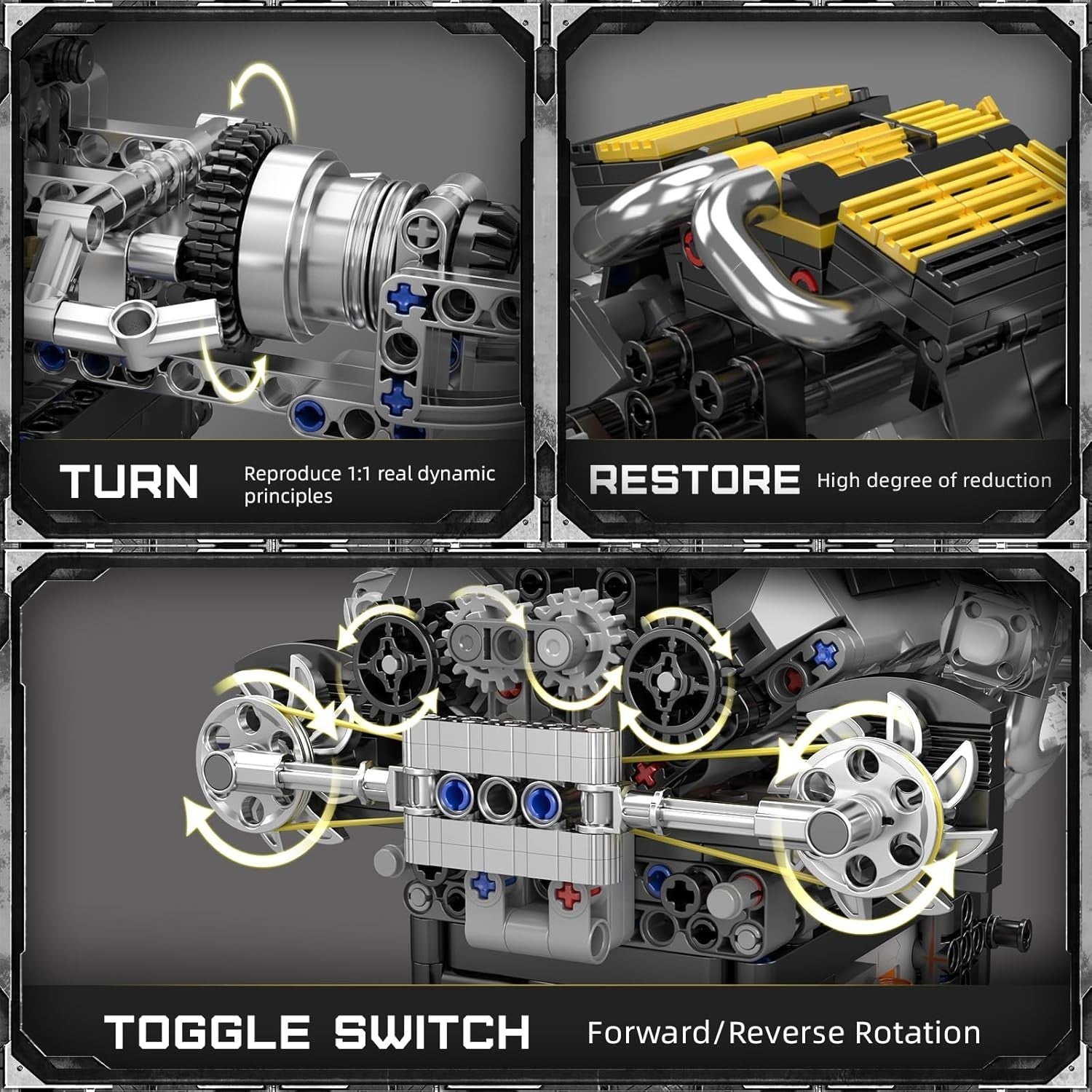 Functional DIY V8 Engine Model Kit with Moving Pistons & Rotating Crankshaft