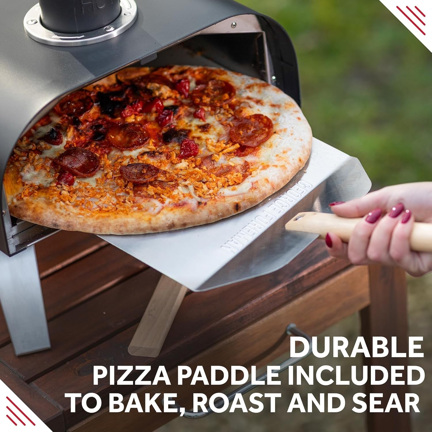 12" Outdoor Wood Fired Pizza Oven Black Stainless Steel Portable BBQ Smoker