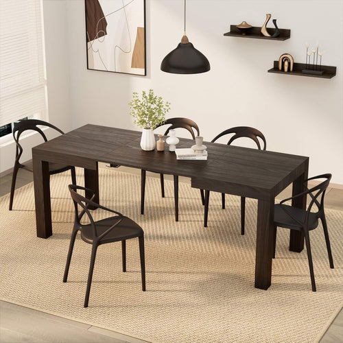 Extendable Dark Walnut Dining Table 8Seater Wood Modern SpaceSaving 120-200cm