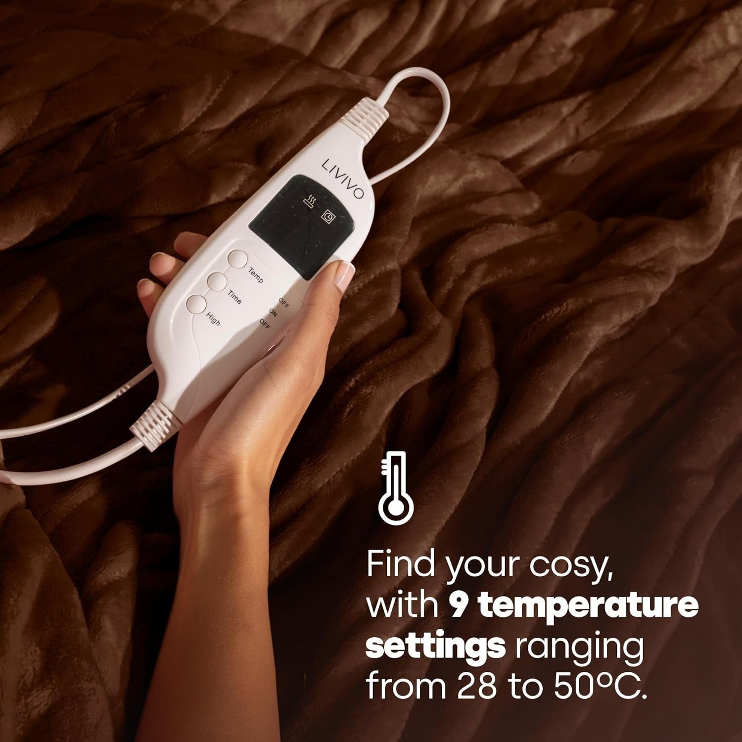Electric Heated Throw Blanket 9 Heat Settings Timer Fleece 160x130cm