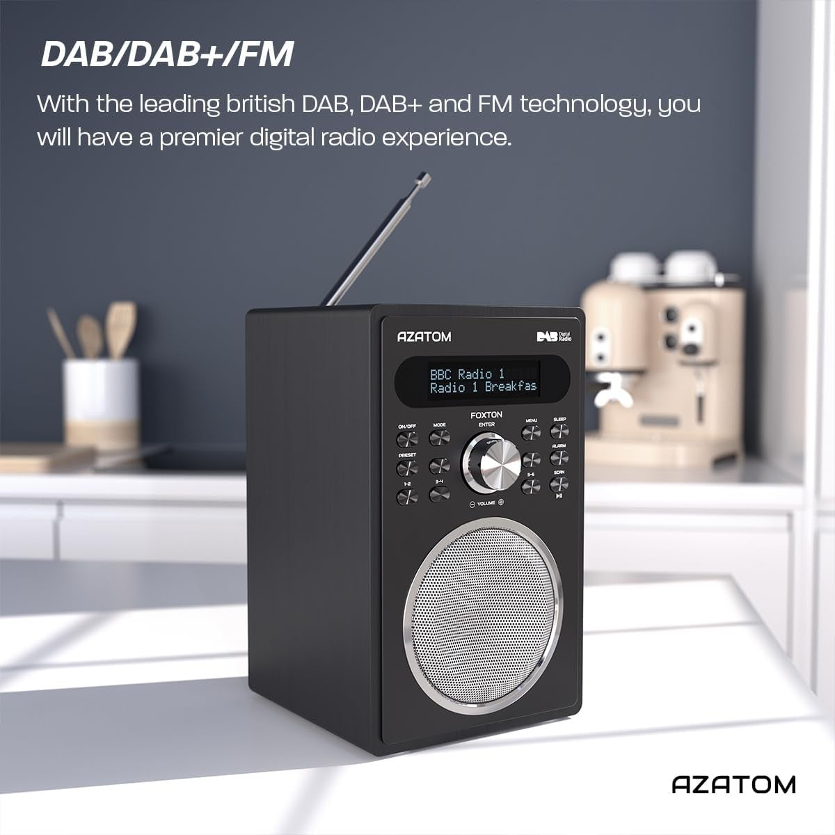 Black DAB DAB+ FM Digital Radio Bluetooth Dual Alarm Sleep Timer USB