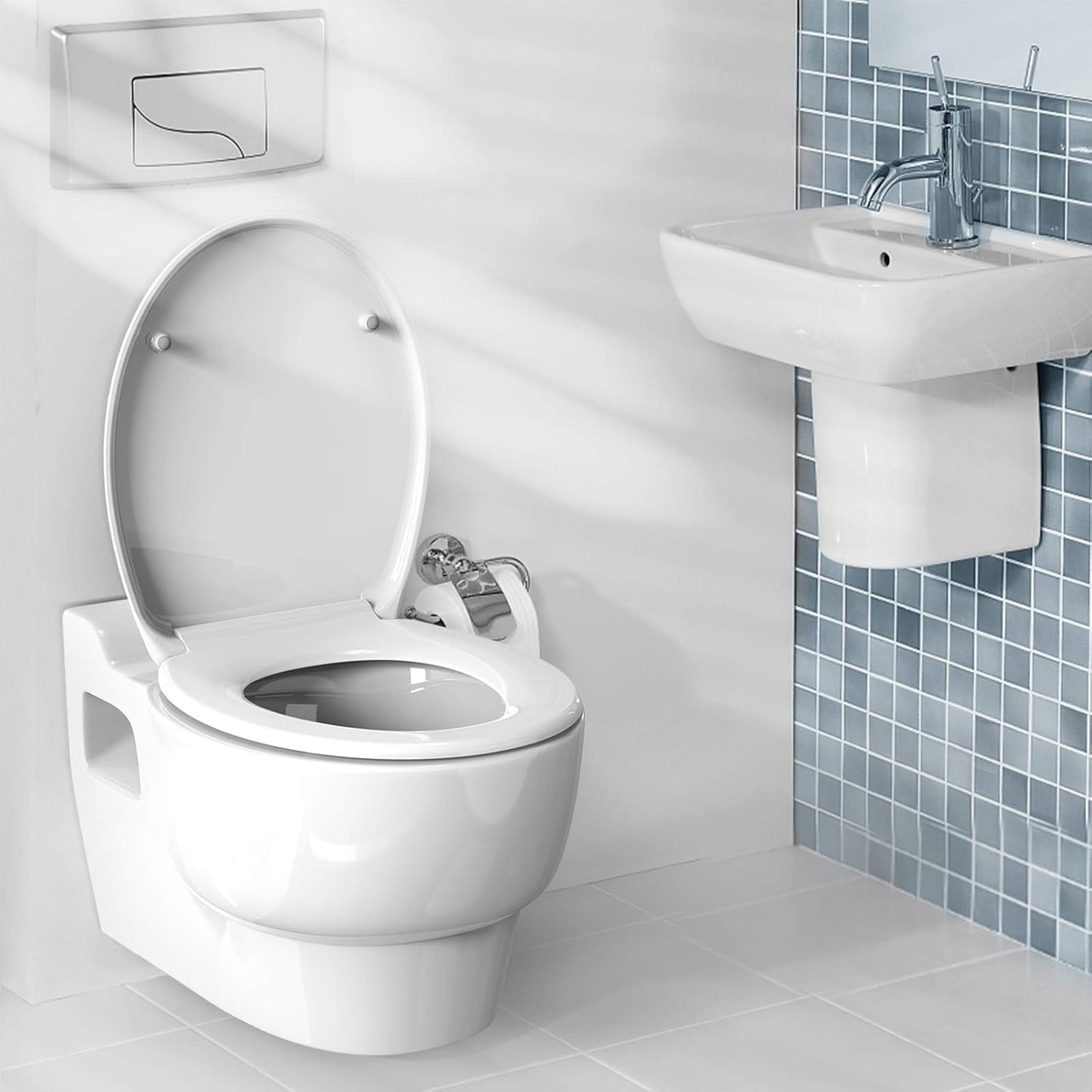 White O Shape Soft Close Toilet Seat Quick Release Easy Clean Anti-Bacterial PP