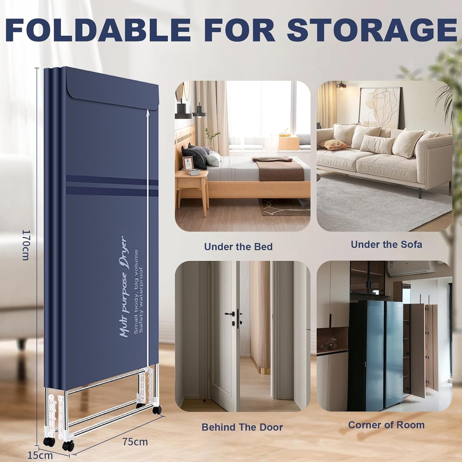 1500W Electric Clothes Dryer Cabinet Heated Airer 2 Tier Foldable Indoor