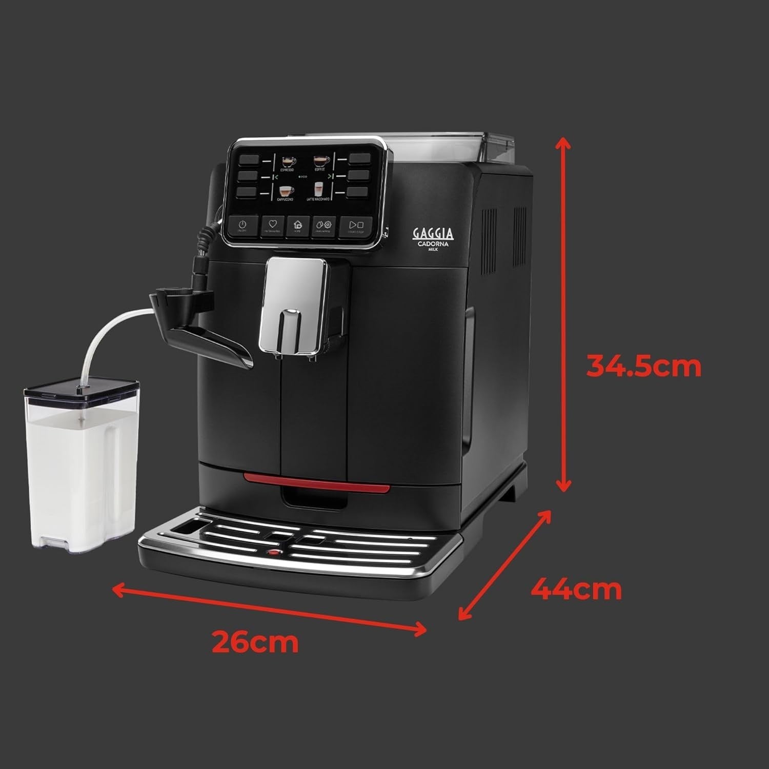 Automatic Bean-to-Cup Coffee Machine with Milk System 10 Drinks 1400W Black