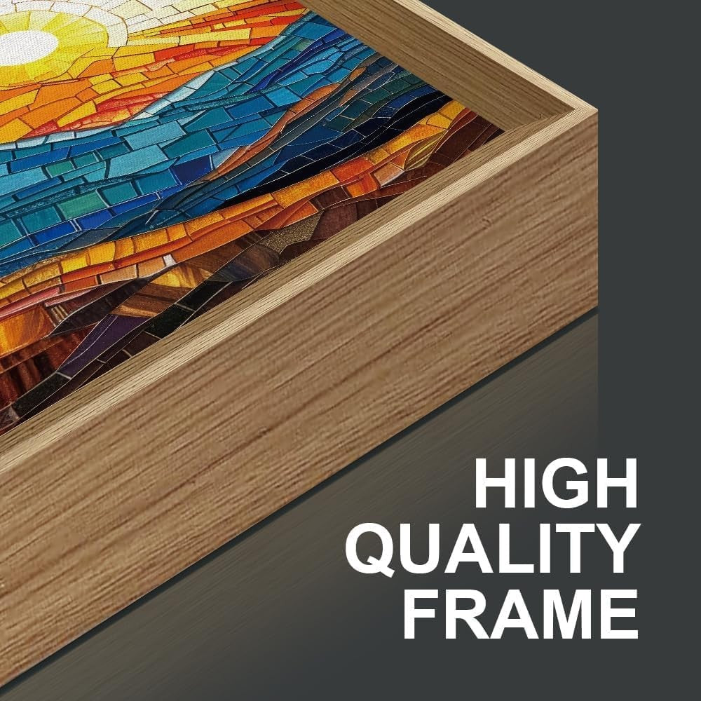 Colorful Abstract Mountain Framed Canvas Wall Art Set 3 Modern Boho Decor