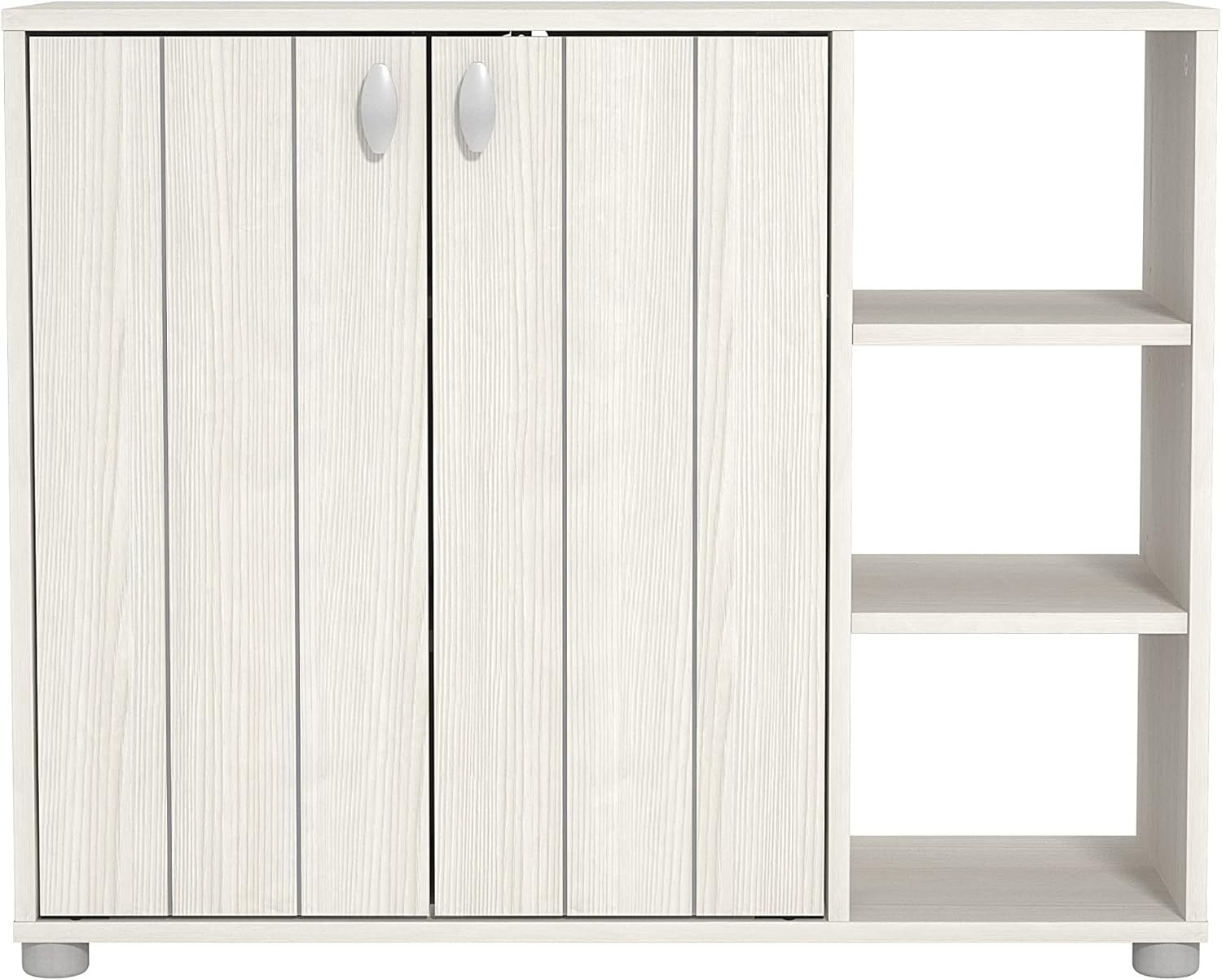 Cream Oak 2-Door Shoe Cabinet 12-Pair Storage 79.6x35.3x64.6cm