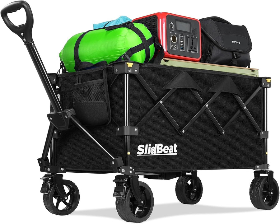 100L Heavy Duty Folding Festival Trolley Big Wheel Camping Garden Wagon 220lbs