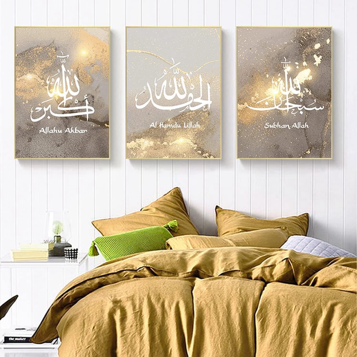 Islamic Arabic Calligraphy Canvas Wall Art 50x70cm x3 Modern Decor