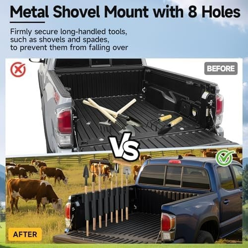 8-Hole Truck Shovel Holder 40.5x5x35.5cm Heavy-Duty Tool Rack Organizer