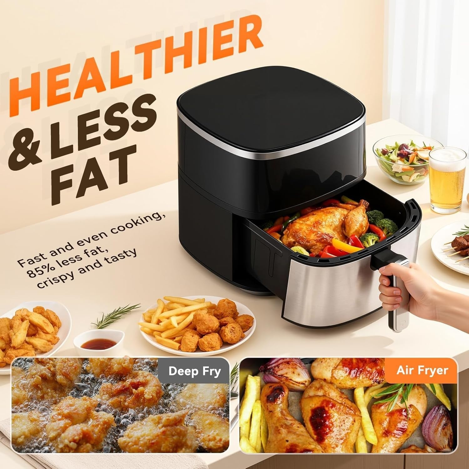 6L Digital Air Fryer | Touchscreen | 6 Presets | Non-Stick | 60-Min Timer 1400W