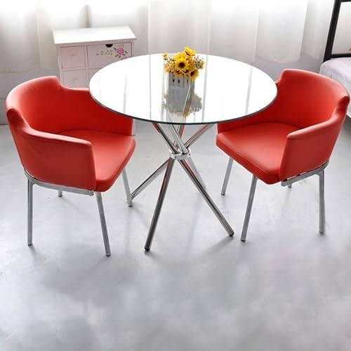 Round Glass Dining Table with Metal Legs Small Kitchen Dining Room Table