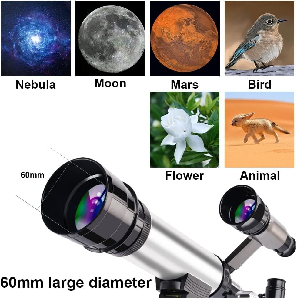 Kids 60mm Refractor Telescope High Magnification Tripod Beginner Science Kit
