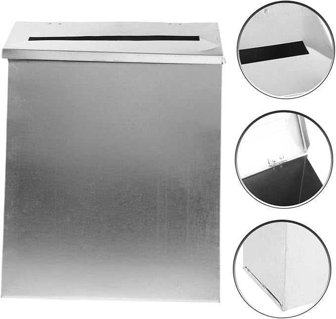 Wall Mounted Silver Mailbox Iron Retro Letter Box Outdoor Lockable Post Holder