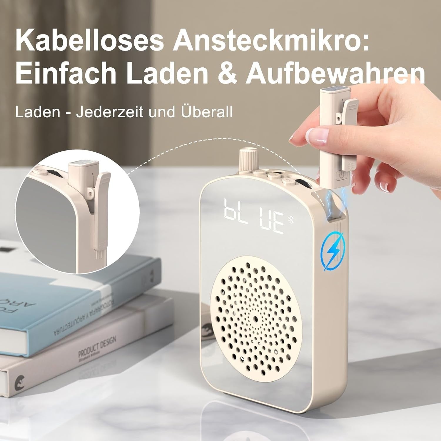 A10 Wireless Voice Amplifier with Lavalier Mic Portable 15W Speaker