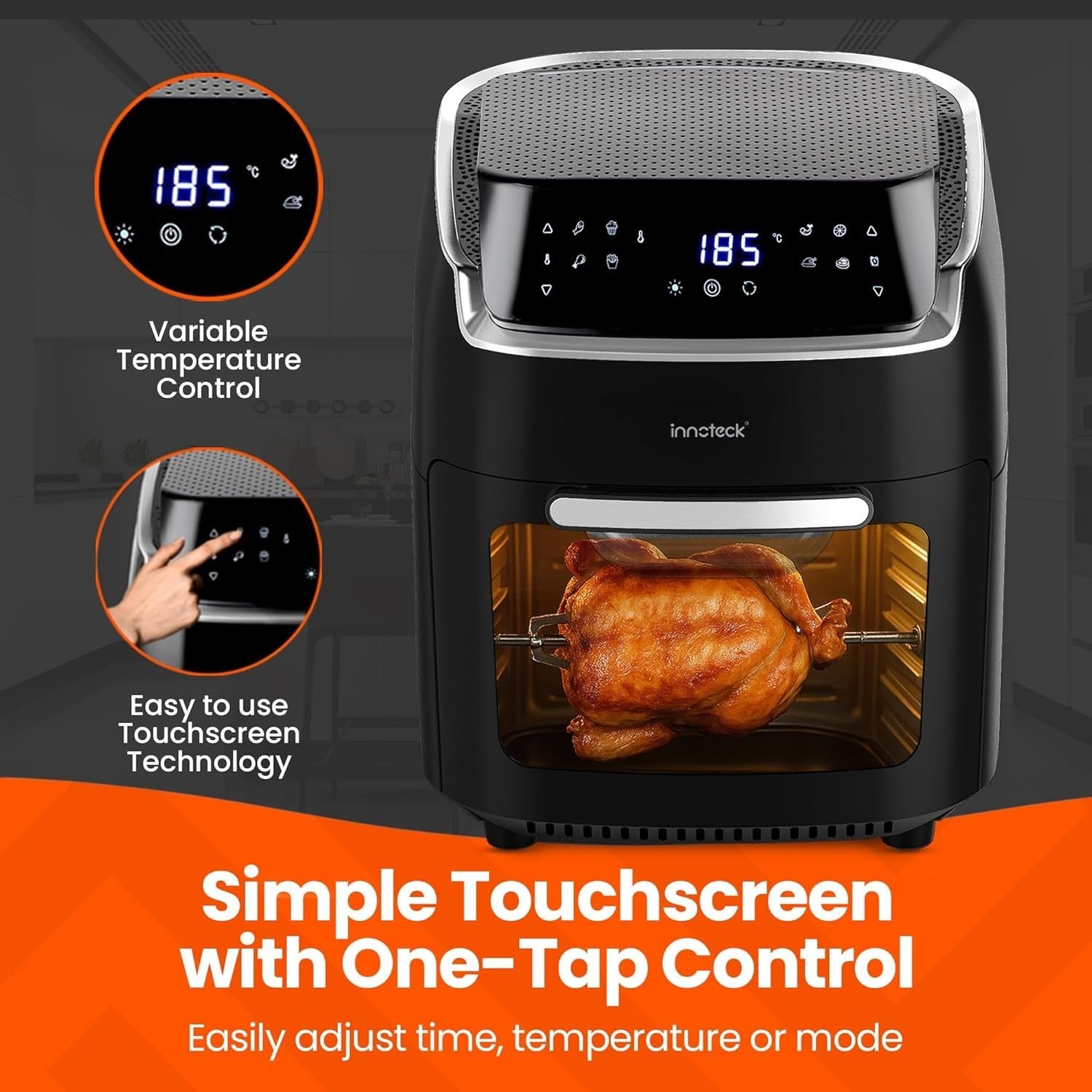 12L Digital Air Fryer Oven with Rotisserie | 8 Presets | Large Family Size