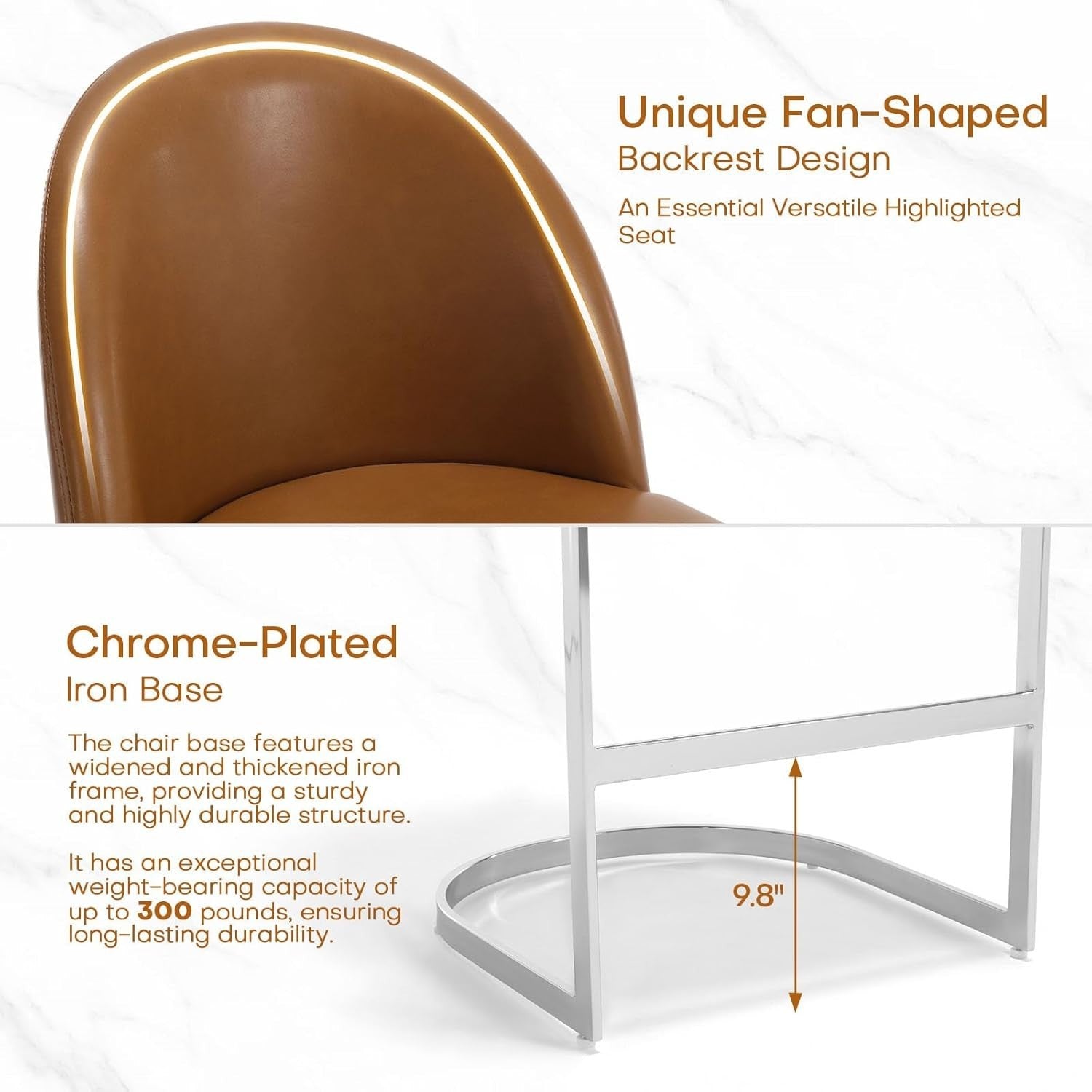 Brown PU Leather Bar Stools Set of 2 Swivel Kitchen Counter with Arms