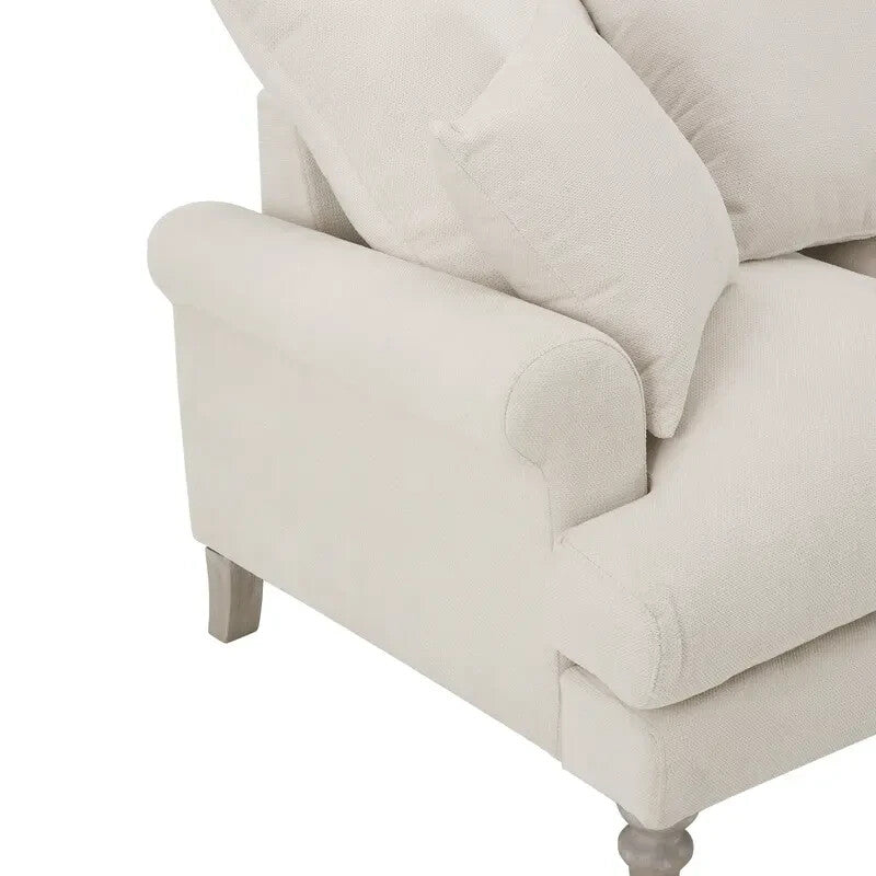 Ivory Linen 2 Seater Sofa with Scatter Cushions | Deep Plush Seating