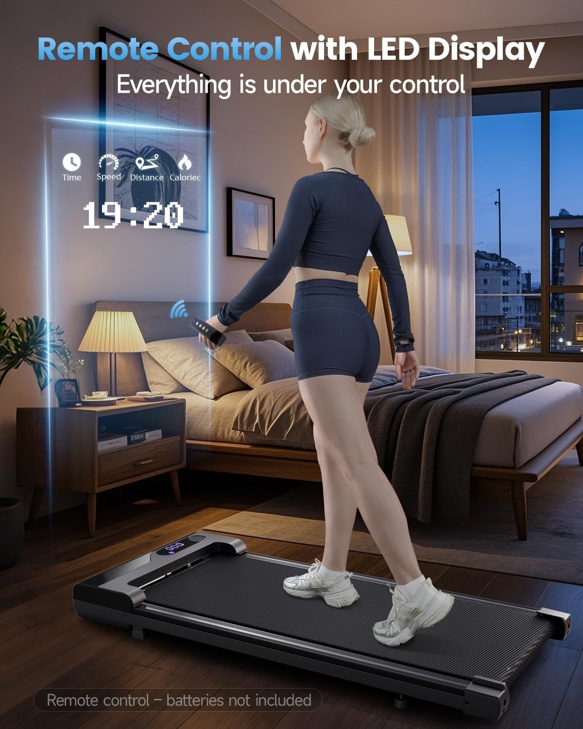 Compact Under Desk Treadmill – Portable Home Walking Pad with LED & Remote
