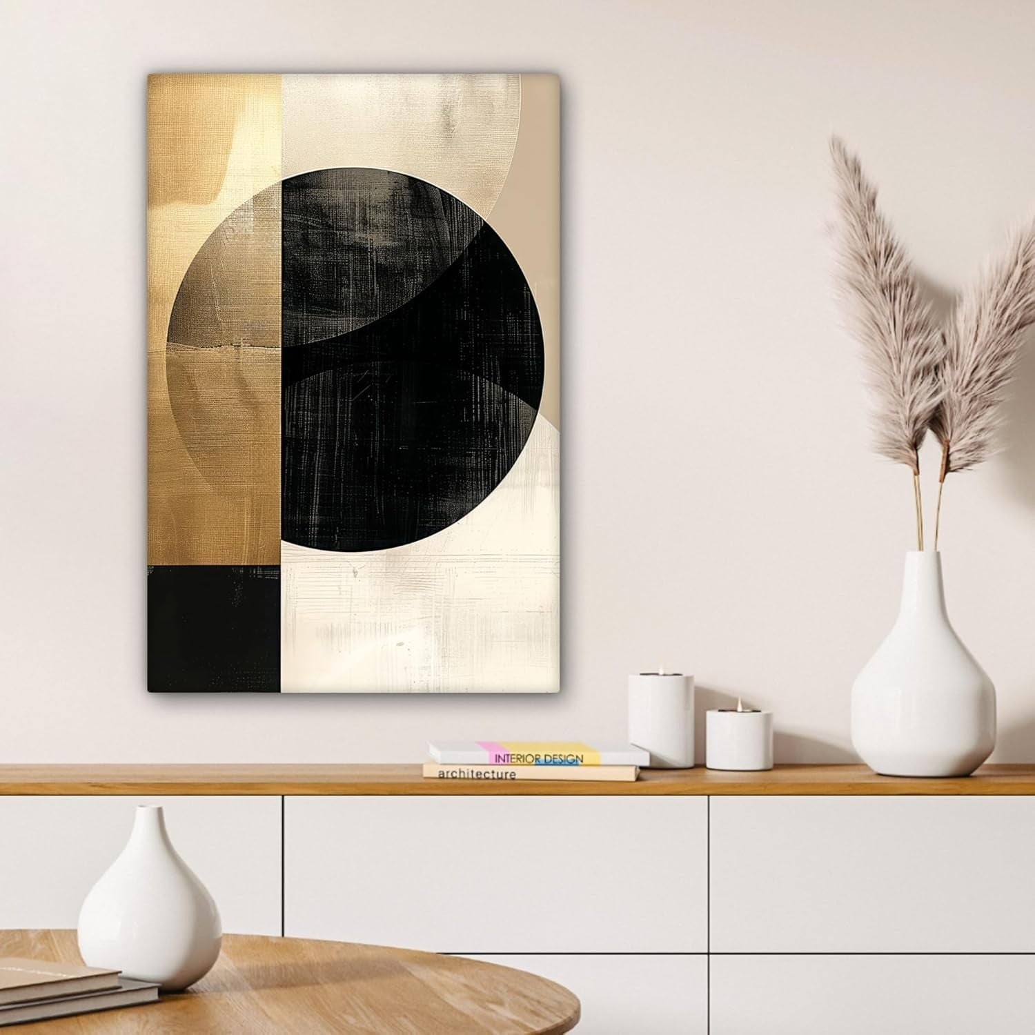 Gold Black Abstract Canvas Wall Art 60x90cm Framed Modern Print