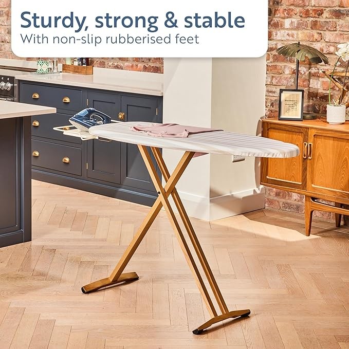 Extra Wide Ironing Board 130x47cm Adjustable Height Wooden Frame Foldable