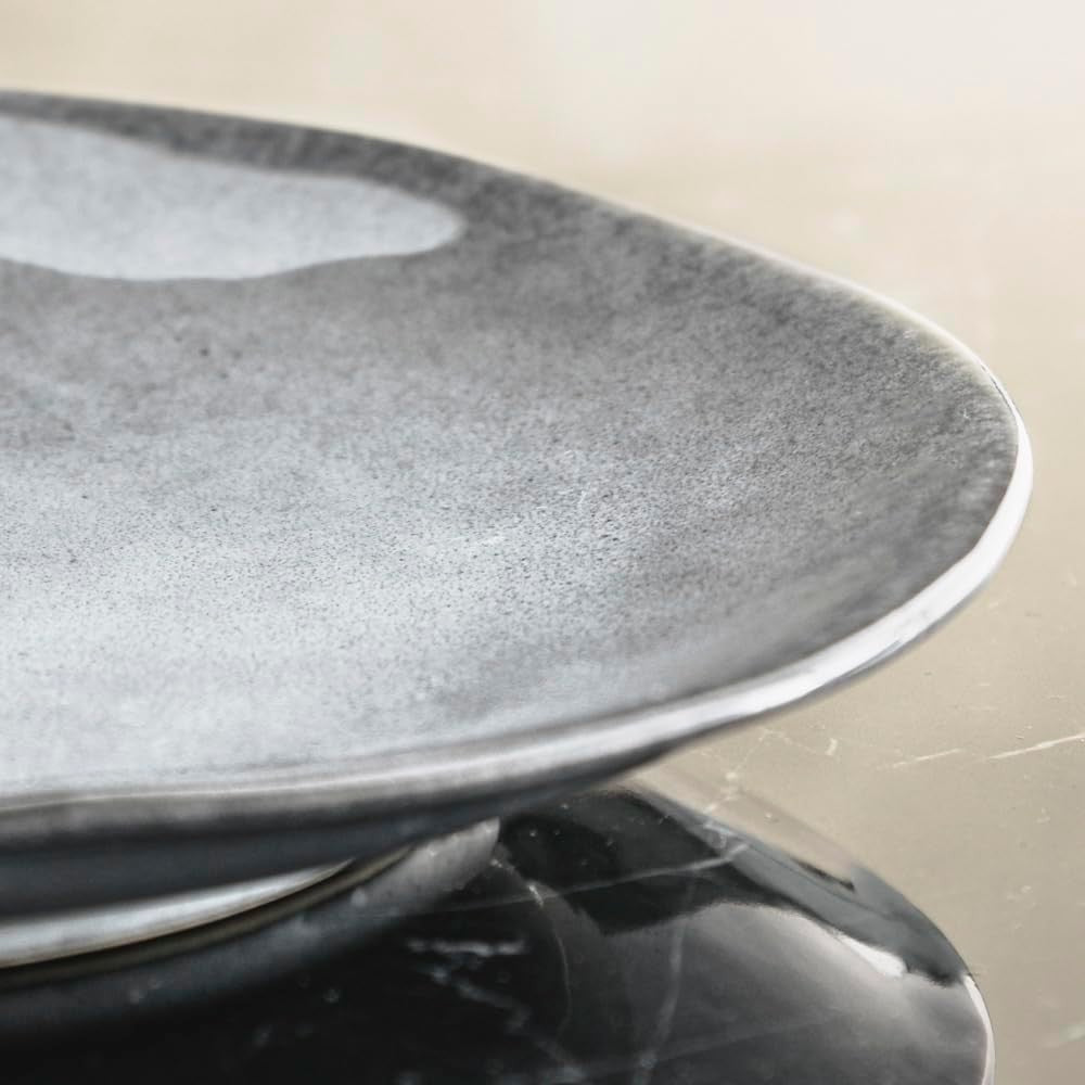 32pc Stoneware Dinner Set Charcoal Grey Plates Bowls Scandinavian Style