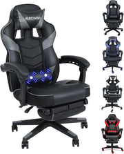 Ergonomic Gaming Chair with Footrest Massage 150° Reclining Grey