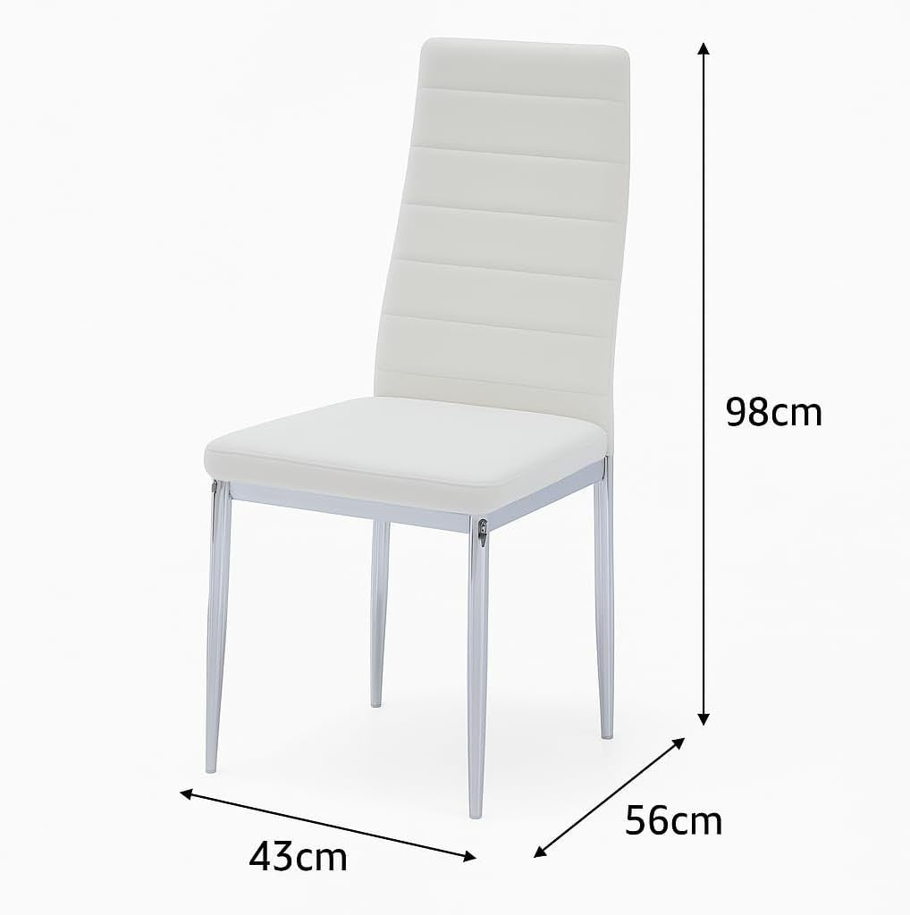 Luxury Round Glass Dining Table Set 4 Seater Gold Base White Chairs