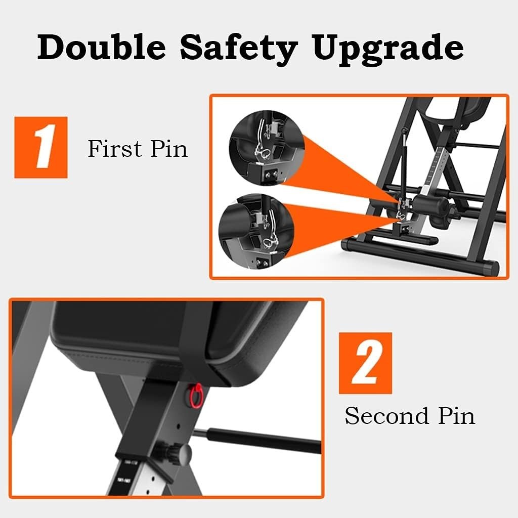 Adjustable Foldable Inversion Table with Headrest & Safety Belt, 220lb