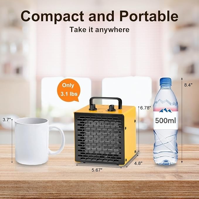 Portable Electric Heater 2000W Ceramic Fan Warmer with Thermostat & 3 Modes