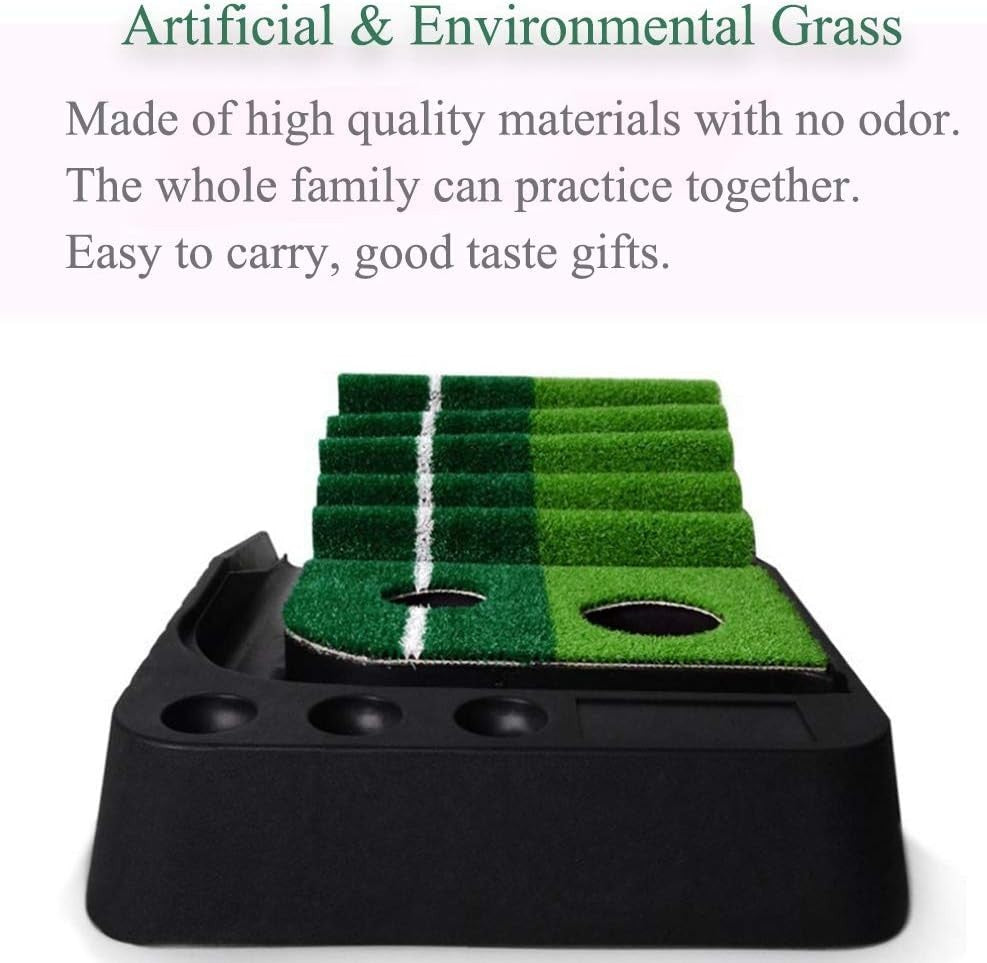 Indoor Golf Putting Mat 10ft Practice Green Ball Return Trainer Home Office