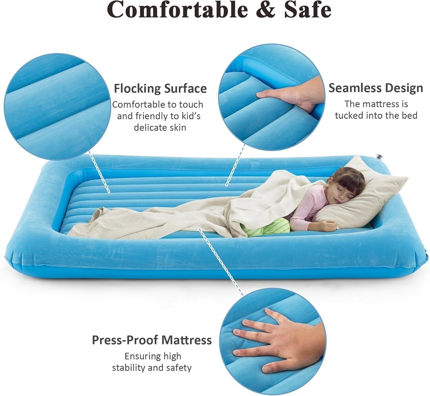 Kids Inflatable Travel Bed with Electric Pump | Portable Air Mattress for Campin