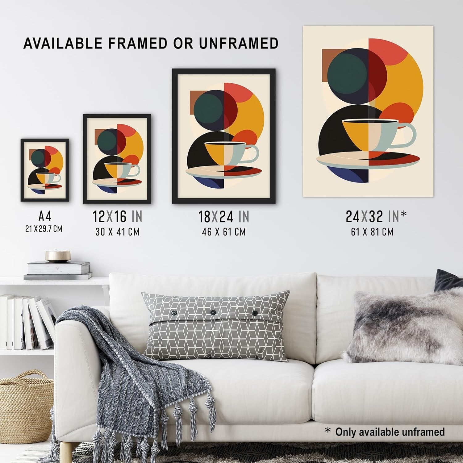 Bauhaus Coffee Cup Framed Wall Art 12x16in Kitchen Print