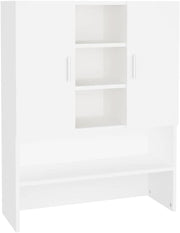White Washing Machine Cabinet with Shelves & Doors Laundry Storage Unit 70cm