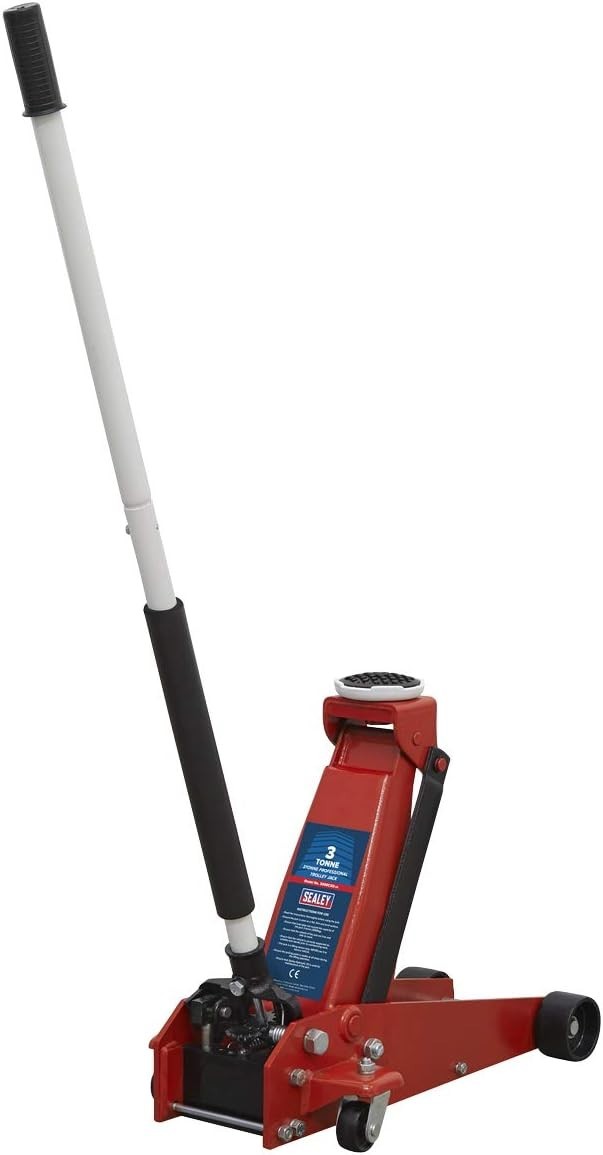 3 Ton Hydraulic Trolley Jack Heavy Duty 140–380mm Standard Chassis Red