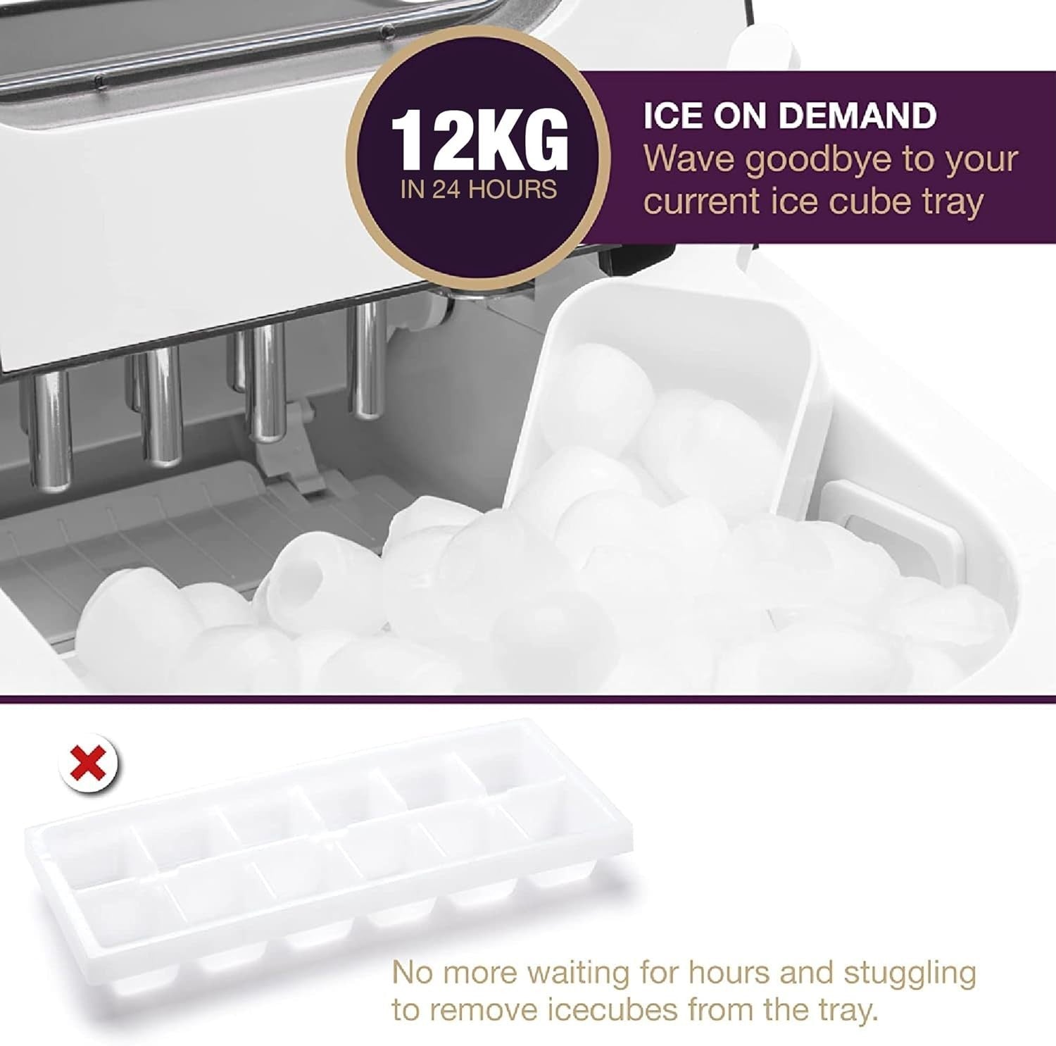 Fast Ice Cube Maker Countertop 2.2L Portable Self Cleaning Ice Machine