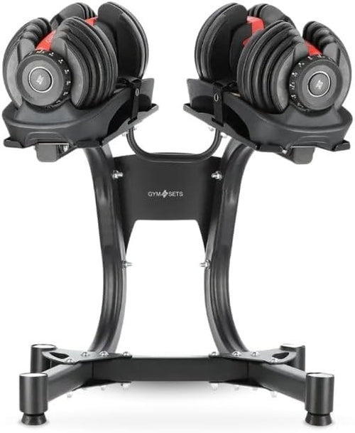 2x 24KG Adjustable Dumbbells Pair With Rack Dial System Home Gym Weights