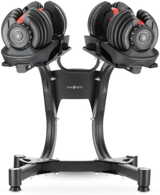 2x 24KG Adjustable Dumbbells Pair With Rack Dial System Home Gym Weights