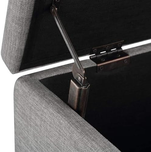 Light Grey Upholstered Storage Ottoman Bench with Soft Close Lid Linen 90x42x43