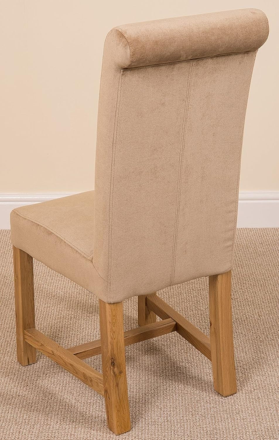 Oak Dining Table & 4 Beige Chairs Set | Small Space Kitchen Dining Room