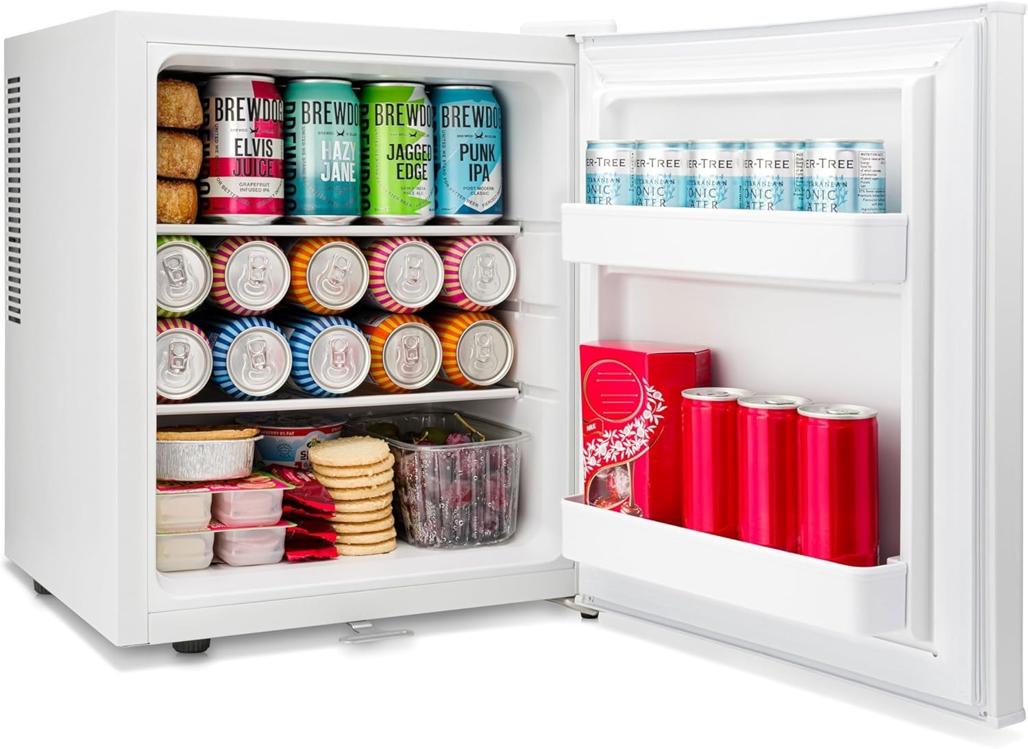 Mini Fridge 30L Compact Table Top Frost-Free LED Lockable White