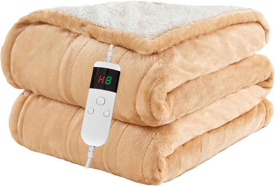 Electric Heated Throw Blanket 10 Heat Settings Sherpa Fleece Auto Off 150x200cm