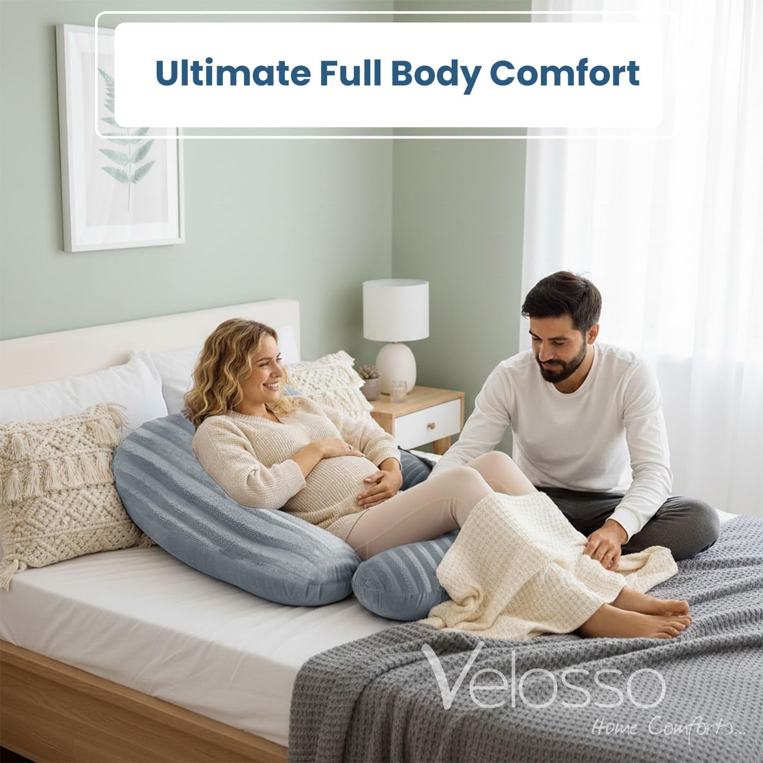 U Shaped Pregnancy Pillow Full Body Plush Side Sleeper Back Support
