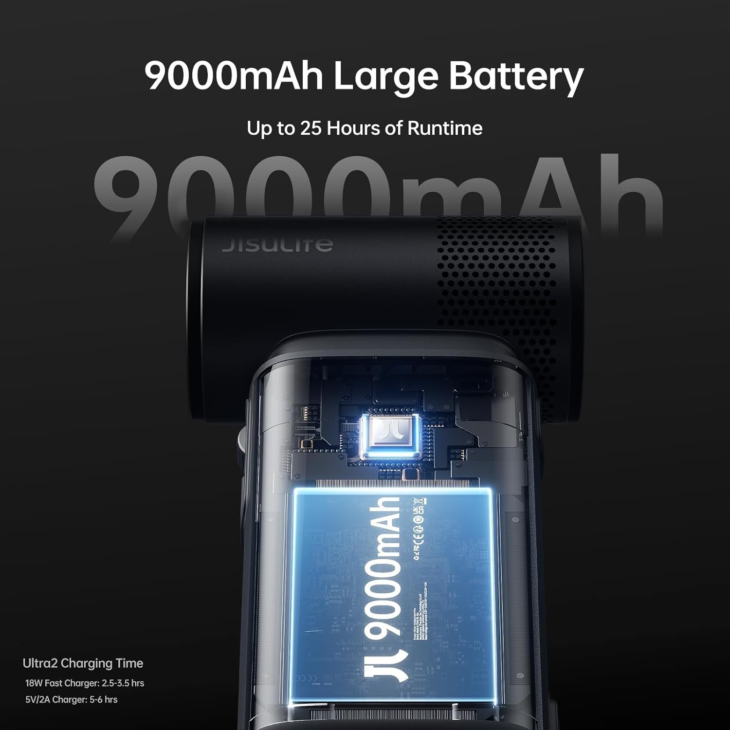 Handheld Rechargeable Turbo Fan 100-Speed 9000mAh Powerbank Compact Cooling Grey