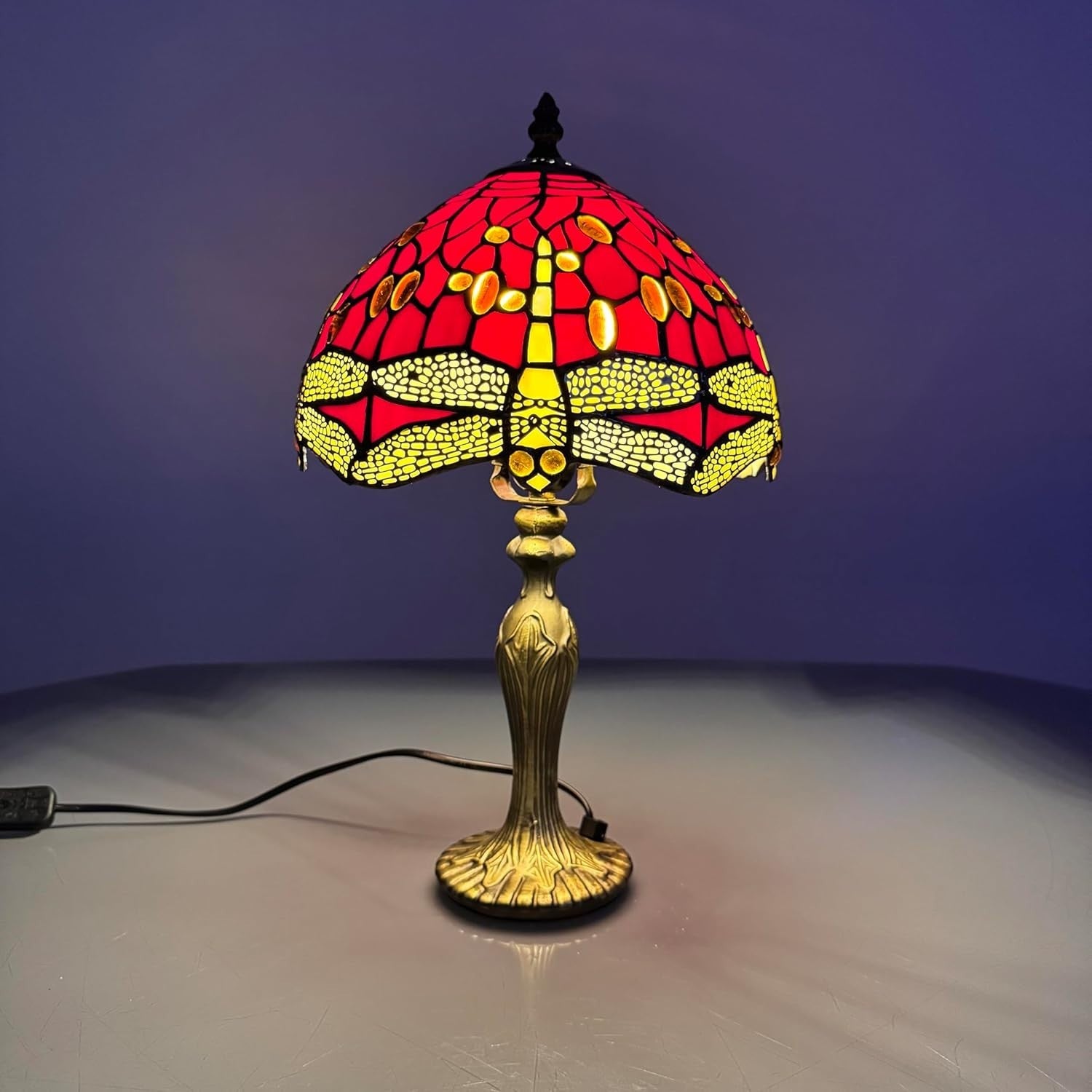 Handcrafted Stained Glass Table Lamp Vintage Desk Bedside Light 40cm Tall